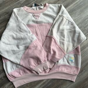 Pink and White Colorblock Sweatshirt